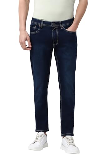Image of Peter England Men's Slim Tapered Jeans | Denim Mid Wash | Casual Wear | Modern Fit