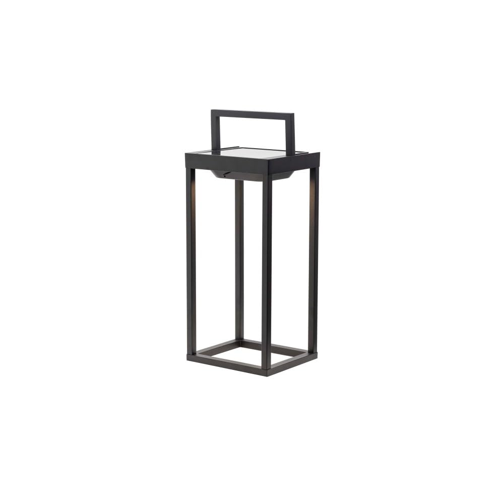Zafferano Latarnia solarna 2 LED, 37,3 cm, lampa stołowa o mocy 2 W, akumulator i czujnik zmierzchu, kolor czarny