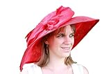  Chapeau Mariage Ceremonie Sisal Plume Noeuds Rouge