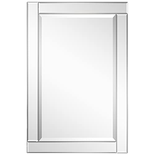 Empire Art Direct Modern Rectangle Wall Mirror for Vanity & Bathroom Solid Wood Frame, 1'-Beveled Center, Ready to Hang, 36' x 24' x 1.3', Clear, Model Number: MOM-20025B-2436