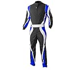 K1 RaceGear Driving Suit, Speed 1, 1-Piece, Single Layer, Nylon, Boot Cut, Black/Blue/White, Medium, Each