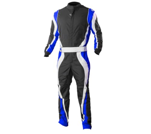 K1 RaceGear Driving Suit, Speed 1, 1-Piece, Single Layer, Nylon, Boot Cut, Black/Blue/White, Medium, Each