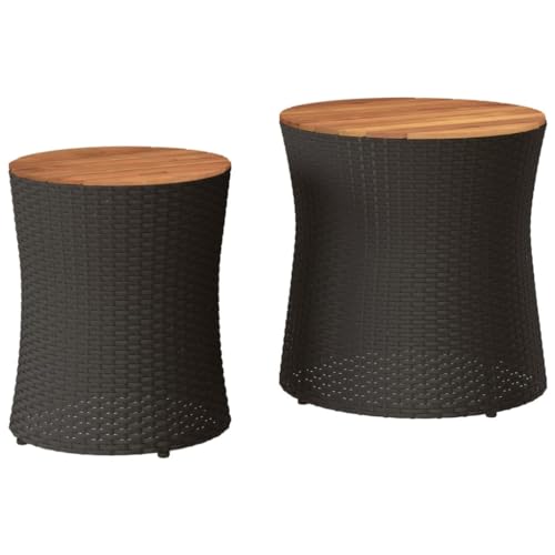 vidaXL Garten Beistelltisch 2 STK., Tisch mit Holzplatte, Gartentisch...
