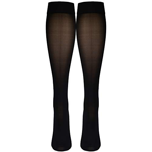 Image of Truform Sheer Compression Stockings, 30-40 mmHg, Women's Knee High Length, 30 Denier, Black, Small