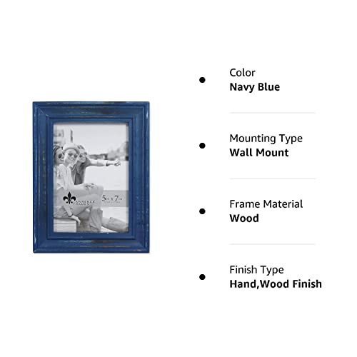 Lawrence Frames 746657 5X7 Durham Weathered Navy Blue Wood Picture Frame #TOP3