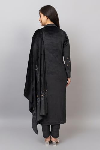 Image of HIFZAA velvet kurta palazzo set with dupatta for womens printed winter wear suit M to 4xl