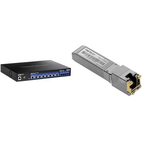 Image of TRENDnet 12-Port 10G Web Smart Switch with 10G RJ-45 Copper SFP+ Module Bundle