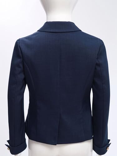 Kids Girls School Uniform Button Down Blazer Jacket Long Sleeve Notched Collar Suit Coat with Pockets4