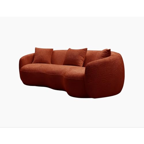 Image of LEGACY OF COMFORT Yazgur 85'' Mid-Century Modern Curved Living Room Sofa, 3-Seat Fabric Couch for Living Room, Office, Apartment (Orange)