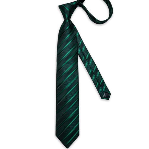 Image of DiBanGu Mens Tie Silk Plaid Striped Necktie and Pocket Square Cufflinks Tie Clip Set with Gift Box Formal Wedding Party