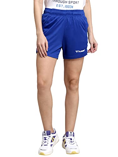 Image of hummel Evy Solid Regular fit Polyester Shorts for Women Comfortable Breathable Fabric Stretchable for Everyday Use Ideal for Yoga Training Gym Running or Performance