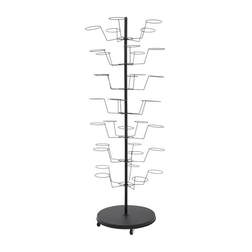 7 Tiers Hat Display Rack Stand with 35 Cap Position, Freestanding Hat Holder Storage Organizer, Floor Stand Display Holder Headwear Retail for Organizing Multiple Wig/Cap Hanger Rack
