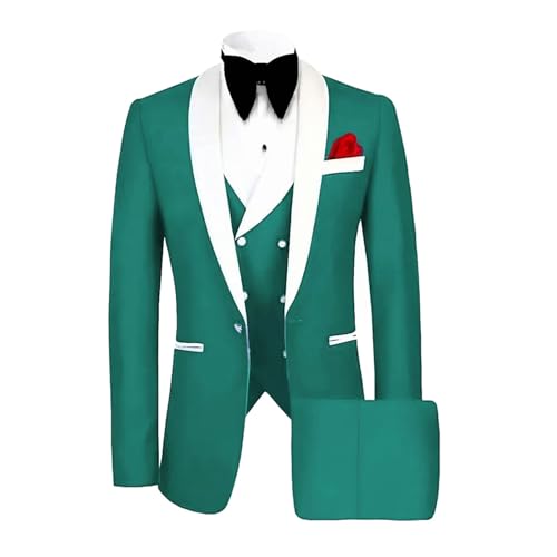 Men Classic Tuxedo 3 Pieces Blazers Vest Pants Fitted Jacket One Button Shawl Lapel Wedding Prom Set Blue