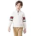 Danny D Boys Quarter Zips Up Chunky Stripe Sweater Kids Knit Warm Pullver Tops﻿ Little Kid Long Sleeve Knitwear Sweater﻿ (US, Age, 4 Years, White)