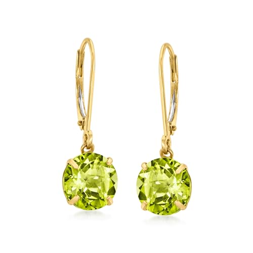 Ross-Simons 3.90 ct. t.w. Peridot Drop Earrings in 14kt Yellow Gold
