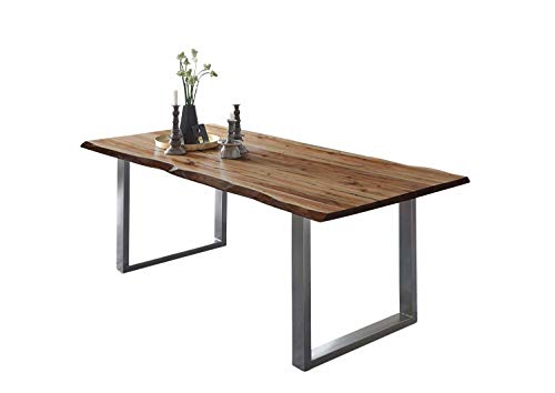 SAM Esszimmertisch 140x80 cm ULM, Baumkantentisch naturfarben, Akazienholz...
