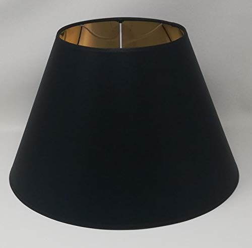35 cm Cône Abat-jour, Tissu Noir avec Doublure Dorée, Fait à la Main, pour Lampe de Table, Lampadaire