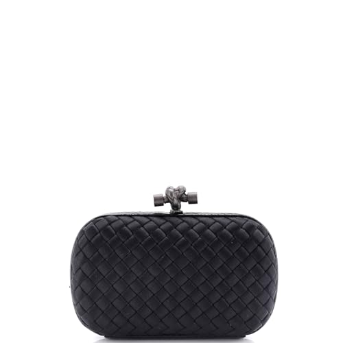 Bottega Veneta, Pre-Loved Box Knot Clutch Intrecciato Satin Small, Black