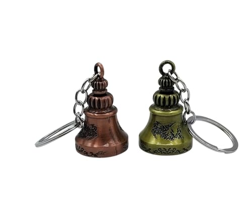 Image of Classic Antique Tibetan Temple Bell Shaped Keyring for Gift Gaurdian bell for Car Bike Bags Metal Key ring Key Chain Bag Charm Gift