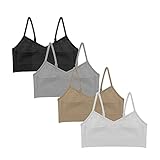 Popular Cotton Girls Training Bra - Crop Cami Training Bras for Girls w Adjustable Straps. Bra Pack 4 PK Vneck Neu 14