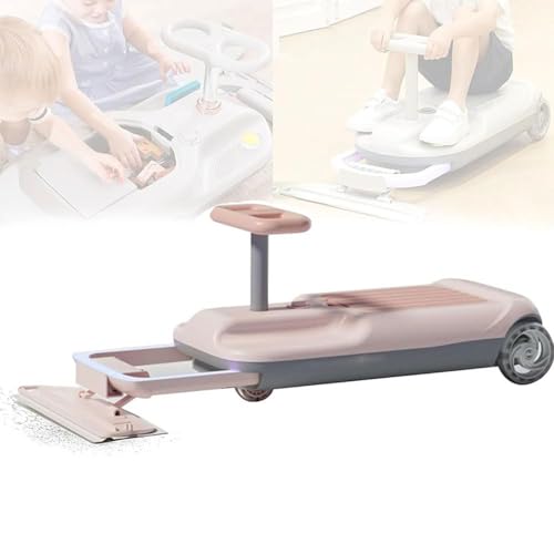 Go Kart de limpieza for niños,Go Kart for limpieza de pisos con trapeador,Go Kart de limpieza eléctrica,Go Kart eléctrico portátil con ruedas brillantes y almacenamiento,Kart retráctil 3 velocidades(P
