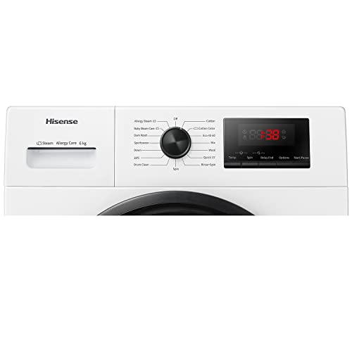 Hisense-WFPV6012EM-Freestanding-6-KG-Front-Load-Washing-Machine-Steam-Wash-Quick-Wash-15-Washing-Programs-1200-RPM-White-Energy-Rating-E