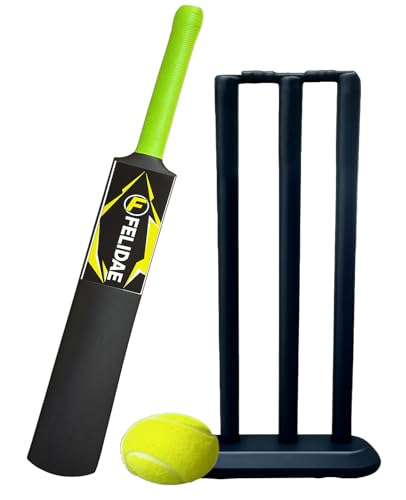 FELIDAE (Size – 3) PRO Kids Plastic Cricket Bat Kit (6 to 12 Years) 1 Tennis Ball / 1 Plastic Bat/Full Wicket Set for Kids