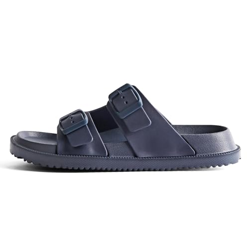 Image of Arch Support Footbed Sandals for Women & Men, Adjustable Double Buckle Comfort Sandals, Cork-Style Cushioned Sole, Casual Walking Slides for Everyday Wear