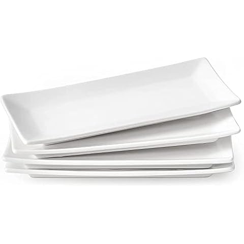 LIFVER Servierplatte Rechteckig Porzellan, 25,4 x 12 cm Weiße Servierplatten 4 tlg Cover