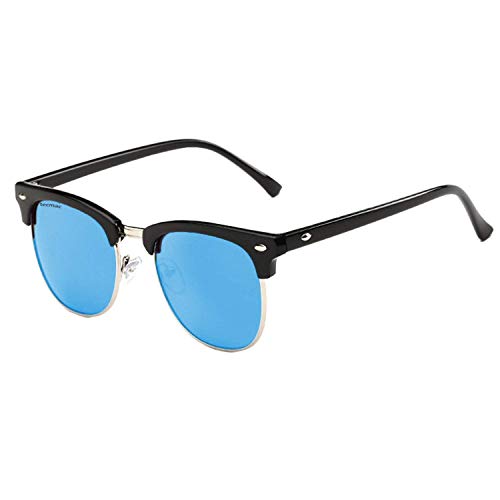 tecmac E8830-52 Polarized Blue Lenses Semi-Rimless Sunglasses | Unisex