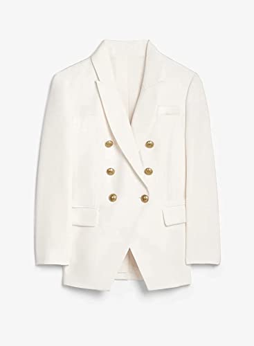 Asvivid Womens Retro Double Breasted White Blazer Office Tailored Blazers Notch Lapel Casual Jacket Stretchy Lady Suit Plus Size Xl #TOP4