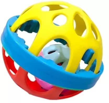 NIYANETAIL Soft Ball Rattle Ball Toy Biggie Ball for Baby Bath Safe Non-Toxic Colorful Plastic Tasteless Hanging Gift 100% Safe for Infants New Babies 1