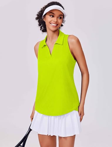 Image of PINSPARK Womens Golf Shirt UPF 50+ Sleeveless Collared Shirts Quick Dry Tennis Polo V-Neck Racerback Athletic Workout Tank