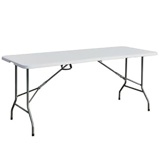 Yaangagpe 6ft Folding Trestle Table - Space-Saving & Practical, Portable Heavy-Duty Design with Carry Handle: Suitable for Indoor/Outdoor Use - Camping, Picnic, Party, BBQ & Crafts Included, White