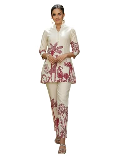 Image of NAINVISH Women's Rayon Co-Ord Set | Printed Shirt and Pant Set for Women | Casual Two Piece Lounge Outfit | Western Outfit