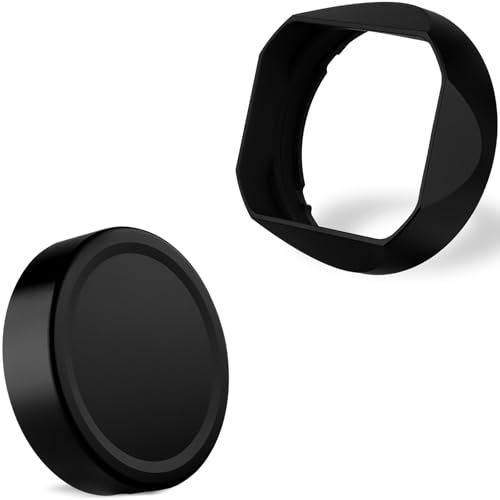 Haoge Pare-soleil carré en métal pour appareil photo Fujifilm GFX100RF - Accessoires à baïonnette LH-GFXRF-IIB + Cap-GFXRF-II - Noir - Baïonnette avec capuchon en métal