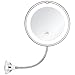 KEDSUM Flexible Gooseneck 6.8" 10x Magnifying LED Lighted Makeup Mirror, Bathroom Magnification Vanity Mirror with Suction Cup, 360 Degree Swivel, Daylight, Battery Operated, Cordless & Travel Mirror