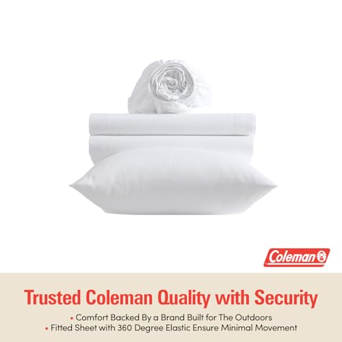 Image of Coleman Twin Sheets Set - Durable Home Bedding with Outdoor Heart, Stylish & Reliable for Bedroom or Cabin - Premium Solid Color, Built for Comfort, Style & Occasional Outdoor Use, White
