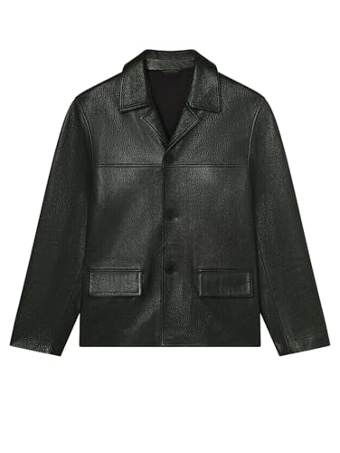 Men's Leather Casual Blazer Single Breasted Classic Slim Fit Lightweight Modern Jacket Formal Wedding Business