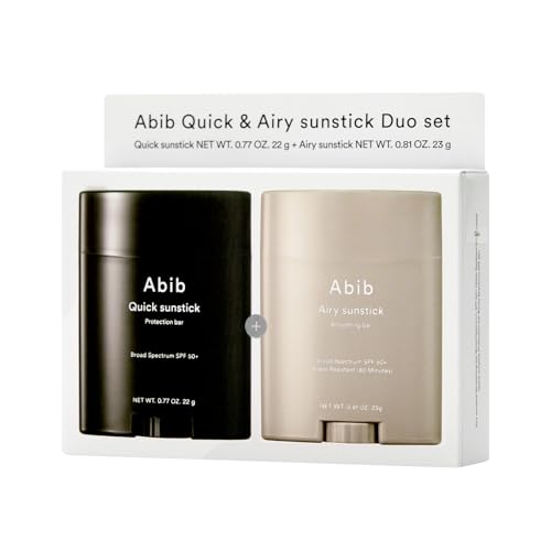 Image of Abib Airy & Quick Sunstick DUO SPF50+ Broad Spectrum Semi-Matte & Quick Glowy Finish, No White Cast, Korean Sunscreen Stick for All Skin Types, 2 Count