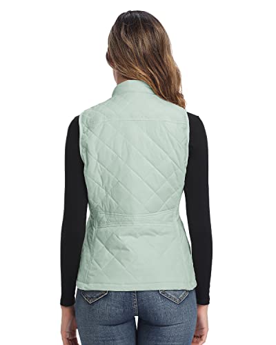 Longking Light Green Women's Outwear Vest, Stand Collar Lightweight Zip Quilted Vest For Women L #TOP4