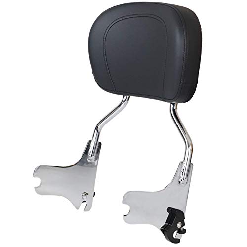 AUFER Detachable Backrest Sissy Bar Upright Passenger Backrest w/Pad Fit For Touring Road King Street Glide FLHR FLHX FLHT FLTR 1997-2008 ï¼ˆChromeï¼‰