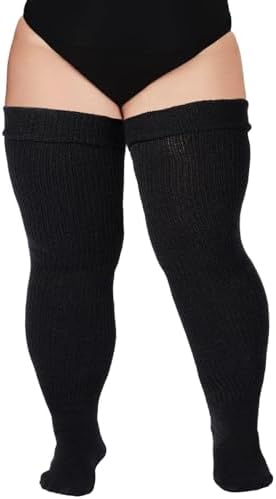 Moon Wood Damen Oberschenkelhohe Socken fr dicke Oberschenkel, extra lange und dicke Overkneestrmpfe, Beinwrmer, Stiefelsocken