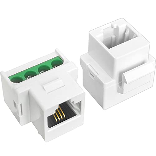 NECABLES 5Pack RJ11 Screw Jack CAT3 Telephone Keystone Jack with Screw Terminal on Breakout Board 4 Screws to RJ11 6P4C Female White - Thumbnail 2