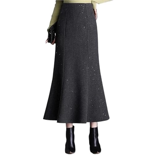 Women's Autumn and Winter Thick Warm Wool Long Skirt High Waist A-line Fashionable Fishtail Skirt