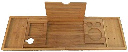 Bathtub Rack Bamboo Bathtub Caddy Bath Tray Bridge Shower Shelves Organizer Tray Wood Bathtub Caddy With Book, Wine, Soap, Towel Holder Bathroom Trays (Color : Brown, Size : 74cm x 22.5cm) Bathroom ba