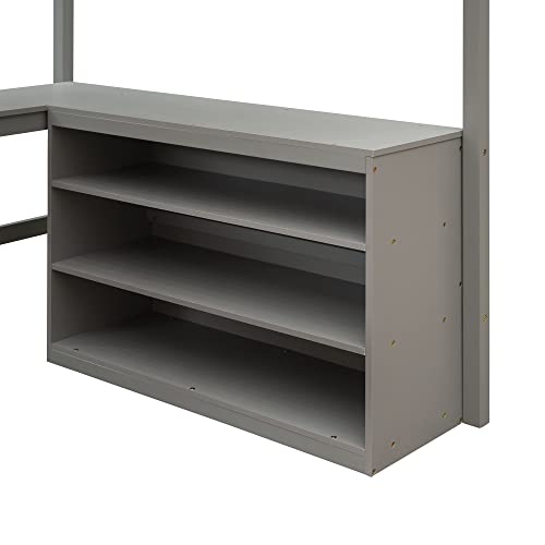 Ballcastfullsizeloftbedwithsaftyguardrailladderwoodenloftbedwshelvesdeskeasyassemblyspacesavingdesignmodernbedroomfurnituresetforboygirlteenadultgray  Urban Country Home Decor Ball cast full size loft bed with safty guardrail ladderwooden loft bed wshelves deskeasy assemblyspace saving designmodern bedroom furniture set for boy girl teen adultgray  urban country home decor