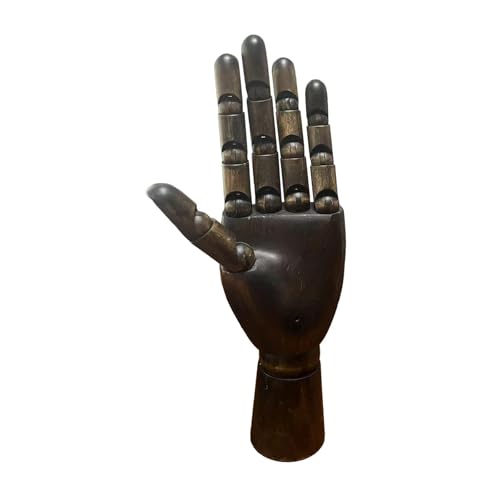 DYNWAVE Wooden Hand Model Art Mannequin Jewelry Display Decor with Flexible Fingers Hand Figure Human Artist Model for Home Tabletop, Left