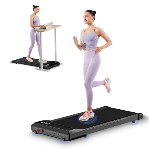 SupeRun Walking Pad, Under Desk Treadmill for Home Office, LED Display, 2.5 HP Quiet Walking Jogging Machine，No-Assembly Walking pad Treadmill with APP and Remote Control, 250 lbs Capacity