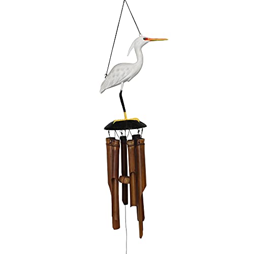 Cohasset Gifts 217 Egret Bamboo Wind Chime Sustainable Natural Yard Art